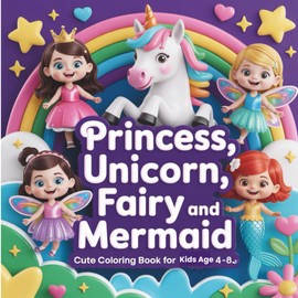 Princess, Unicorn, Fairy, and Mermaid: Spark Imagination and Creativity with Magical Coloring Pages Featuring Princesses, Unicorns, Fairies, Mermaids, and More!
