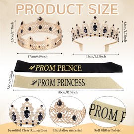 Saintrygo Prince and Princess Crowns Prom Court Sashes Prom Party Favors 80s Prom Tiara Shiny Satin Cosplay for Graduation (Retro Style)
