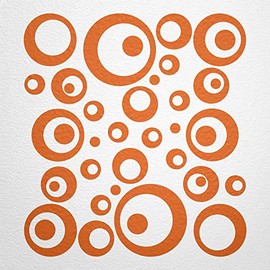 WANDfee® Wall Tattoo, Circles, Dots, 50 Stickers, Colour Choice For Children's Bedroom, Living Room, Hallway, Bathroom, Kitchen, Tile Stickers, orange