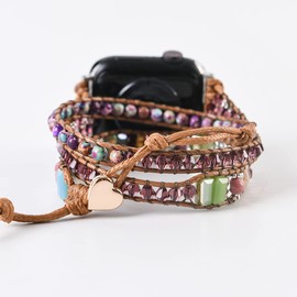 YGLINE Natural Stone Watch Strap-Gemstone Jasper Watch Band-Healing Spiritual Protection Balance Meditation Anxiety Stress Relief Jewelry Gift(Style 7)