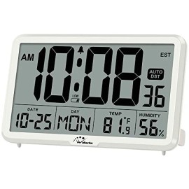 Wallarge Auto Set Digital Wall Clock Battery Operated, Desk Clocks Wit