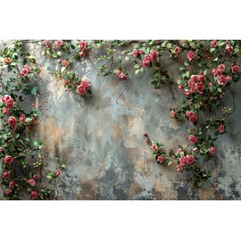 YongFoto Elegant Retro Bloom Flower Wall Backdrop 10x8ft Spring Green Plant Climbing Vines Floral Photography Background Bridal Shower Wedding Party Banner Room Decor Portraits Photoshoot Wallpaper