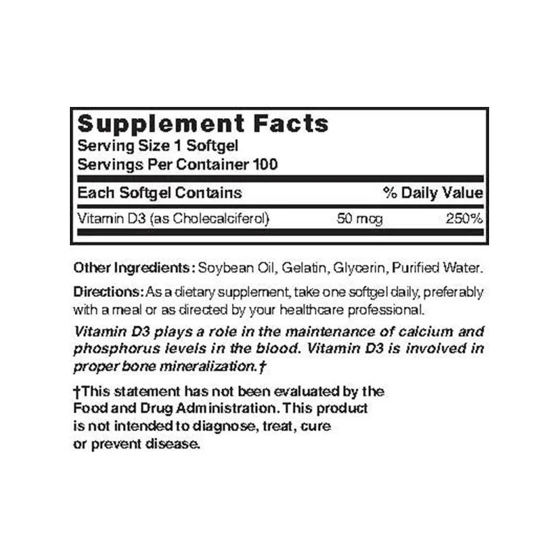 Nature's Blend Vitamina D3 2000 Ui 100 Cápsulas Blandas