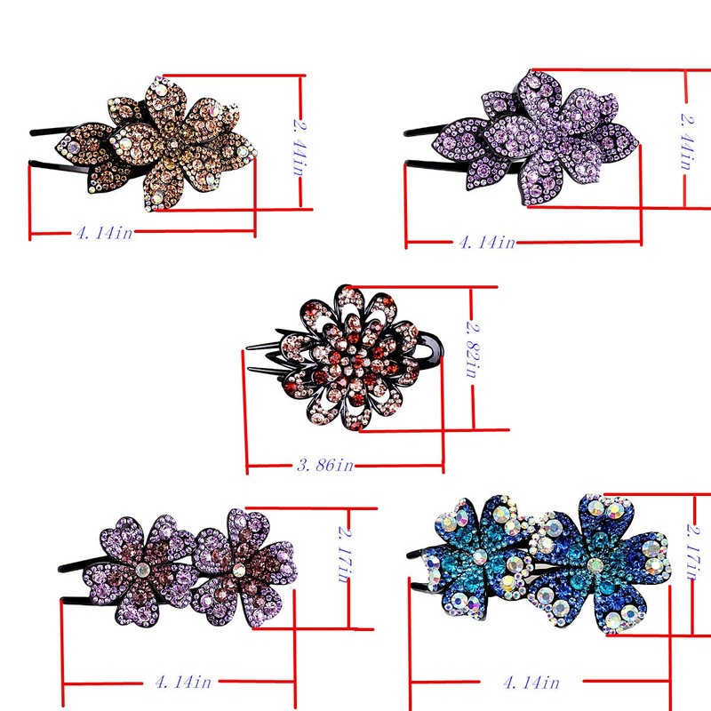 5 pinzas para el pelo con diamantes de imitación de