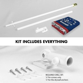 UD_G128 Combo Pack: 6 Ft Tangle Free Aluminum Spinning Flagpole (White) & 2nd Amendment American Flag 3x5 Ft, LiteWeave Pro Seri