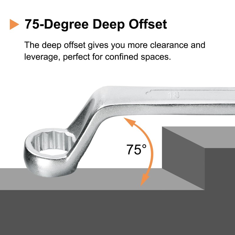 sourcing map Offset Extra Long Box End Wrench 18 x