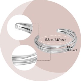 Eigso Charming Stackle Silver Bangle Bracelet for Women Men Unisex Dainty Wedding Engagement Wristband