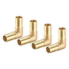 sourcing map 14mm Barb Brass Hose Fitting 90 Degree Elbow Pipe Connector Coupler Tubing 4pcs