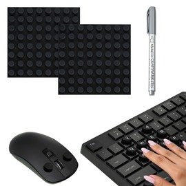 128 pcs Raised Keyboard Stickers for Long Nails, VEINARDYL Adhesive Keycap Riser Decals with Paint Pen, Silicone Keyboard Protectors for Laptop, Desktop, Gaming - Black, Round
