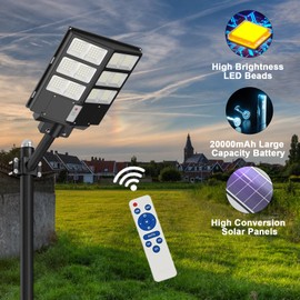 WaitScher Solar Lights Outdoor 2000W Motion Sensor Flood Lights 250000LM Waterproof Street Lights Dusk to Dawn 2 Packs
