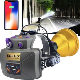 LBJD Hunting Headlamp for Adults, LED Super Bright Headlamps with Back Battery Pack, Wide Spot Beam, Charge for Cell Phone, for Power Outages, Camping, Emergency