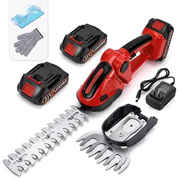 LUXBIRD Cordless Grass Shears, 2-in-1 Mini Hedge Trimmer Cordless,Light Handheld