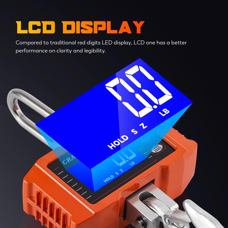 CGOLDENWALL Digital Crane Scale 2200lb Hanging Scale with Switchable kg/lb