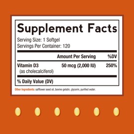 Doctor's Recipes Vitamin D3 2000 IU, Cholecalciferol, 120 Softgels, Vegan, Non-GMO, Bones, Calcium Absorption, Immune Health, Energy & Mood Support