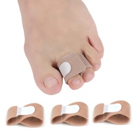 Hammer Toe Straightener, Hammer Toe Splints, Toe Cushioned Bandages for Correcting Hammer Toes, Broken Toes, Crooked Toes & Overlapping Toes - PEDIMEND (3PCS, Beige)