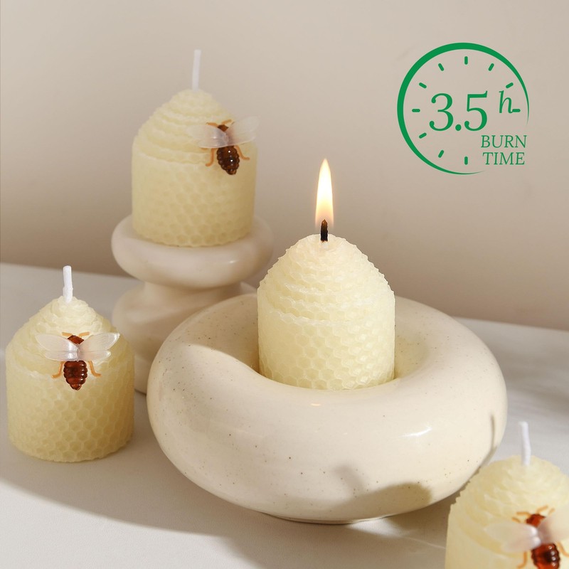 Beeswax Votive Candles 12 Pack, Hand-Rolled Honeycomb Bees Wax Candle