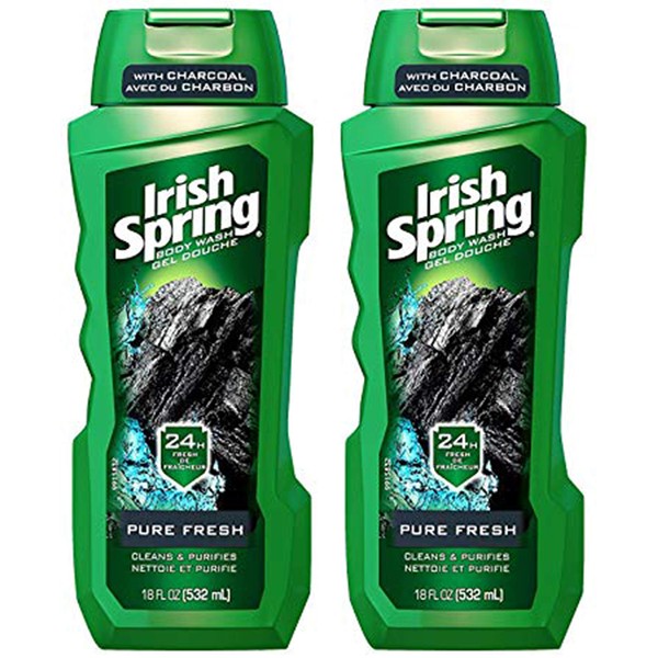 Irish Spring Body Wash With Charcoal Pure Fresh - 18 oz, Pack of 2