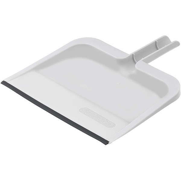 Superio Clip-On Dustpan with Rubber Lip Light Grey - 10 inch Wide Durable Plastic Dust Pan with Comfort Grip Handle, Lightweight Multi Surface, Heavy Duty, Easy Sweep Broom (1)