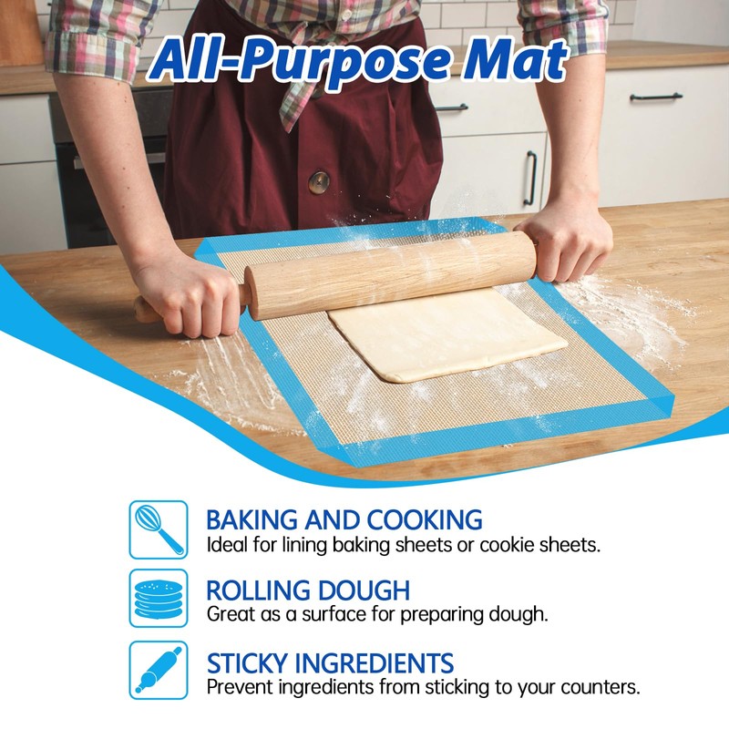 UBeesize 3 Pack Silicone Baking Mats, Non-Stick Oven Liners, Reusable