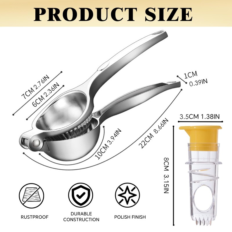 Lemon Squeezer 2-Piece - Manual Citrus Juicer - Stainless Steel