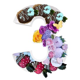 QRQR Paper Mache Cardboard Number Fillable Cutout Tray Sweet Chocolate Jelly Beans Birthday Party Treat (3), White, 9IN-DYLAN