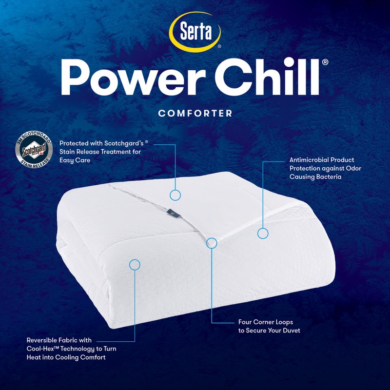 Serta Power Chill Soft Cooling Down Alternative Comforter, Lightweight Twin/