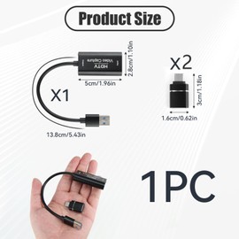 HDMI to USB Capture Card, Hdmi to Usb Adapter Video Cam Link Card Devic with 2 USB to USB C Converter,e Full HD 1080p 4K Video Capture Card for Recording Gaming Editing Streaming Broadcasting Teaching