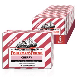 Fisherman's Friend Cough Drops, Cough Suppressant and Sore Throat Lozenges, Sugar Free Cherry, 6.9mg Menthol, 240 Drops (6 Packs of 40)