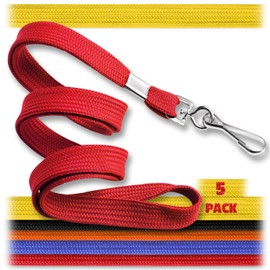Mifflin-USA Flat Lanyards for ID Badges (Mixed Color, 36 Inch, 5 Pack), Comfortable Neck Straps