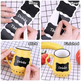 Chalkboard Labels, Joyoldelf 150Pcs Waterproof Reusable Blackboard Stickers Kit for Kitchen Organize with 1 White Chalk Pen, Removable Label Sticker to Decorate Your Pantry Storage Office (Lace)