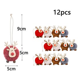Pack of 12 Christmas Tree Pendants, Christmas Decoration Pendants, Elk Decoration, Felt Wood, Christmas Decoration, Reindeer Tree Decoration, Christmas Pendant for Christmas Tree, Christmas