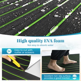 KXKZREN Boat Flooring EVA Foam Decking Sheet Faux Teak Marine Mat Marine Carpet Cooler Tops Non-Slip Self-Adhesive Flooring for Motorboat RV Yacht Kayak Swim Platform 94" x 47"/44"/35"/23"/16"