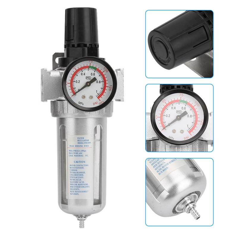 BSP 1/2" Air Compressor Moisture Water Trap Filter Regulator with