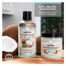 CLARK'S CLARK'S Cutting Board Care Kit with Coconut Oil - Includes Butcher Block Oil and Wax - Made with Refined Coconut Oil, Natural Beeswax, and Carnauba Wax - For Kitchen Countertops and Butcher Blocks