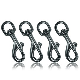 Ganzoo Carabiner Hook with Swivel L: 65 mm, Bolt Carabiner for Dog Lead, Pack of 4, Steel Carabiner, for Paracord 550 Dog Collar, Snap Carabiner Swivel Head, Zinc Alloy, Colour Titanium