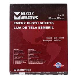 Mercer Industries 216320-9 x 11 Multi-Purpose Emery Cloth Sheets, Grit 320 (50 pack)