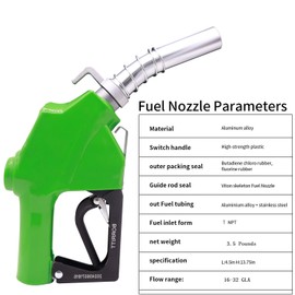 BORRITT 1" Inch NPT Green Automatic Fuel Nozzle Heavy Auto Shut-Off Aluminum Alloy Diesel Petrol Fuel Transfer Pump Nozzle W/Three Notch Hold Open Clip The Max Flow Rate 32 GPM Not for gravity tank