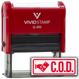 Rubber Stamp C.O.D. (Cash On Delivery) Self Inking Rubber Stamp (Red Ink) - Q-300 (2 Pack)