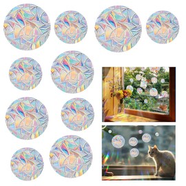 Pack of 26 Round Prism Window Stickers, Suncatcher Stickers, Prism Window Stickers, Bird Protection for Glass Panes, Invisible, Electrostatic Adsorption for Stops Birds, Door Windows