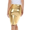 Sakkas 2695 Women's Shiny Metallic Liquid High Waist Pencil Skirt