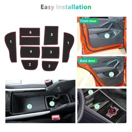 GAFAT Compatible with VW Tiguan 3 2024 2025 Non-Slip Mats, Ti-guan III from 2024 - Rubber Mats Non-Slip Centre Console Cup Holder Door Seam Mats, Ti-guan 3 Accessories (Red)