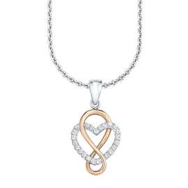 s.Oliver Women's Necklace with Pendant 925 Sterling Silver Partially Gold-Plated with Zirconia 45-508261 transparent one size Rosé