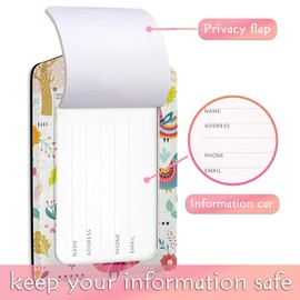 2 Pack Luggage Tags for Suitcases, Cute Alpaca Luggage Tag, Leather Stainless Steel Loop Label Tag for Men Travel Bag Suitcase