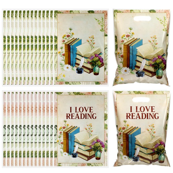 Glavatrix 50Pcs I Love Reading Party Favor Bags Plastic Goodie