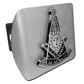 Masonic Compass Sun and Quadrant Past Master Brushed All Metal Hitch Cover