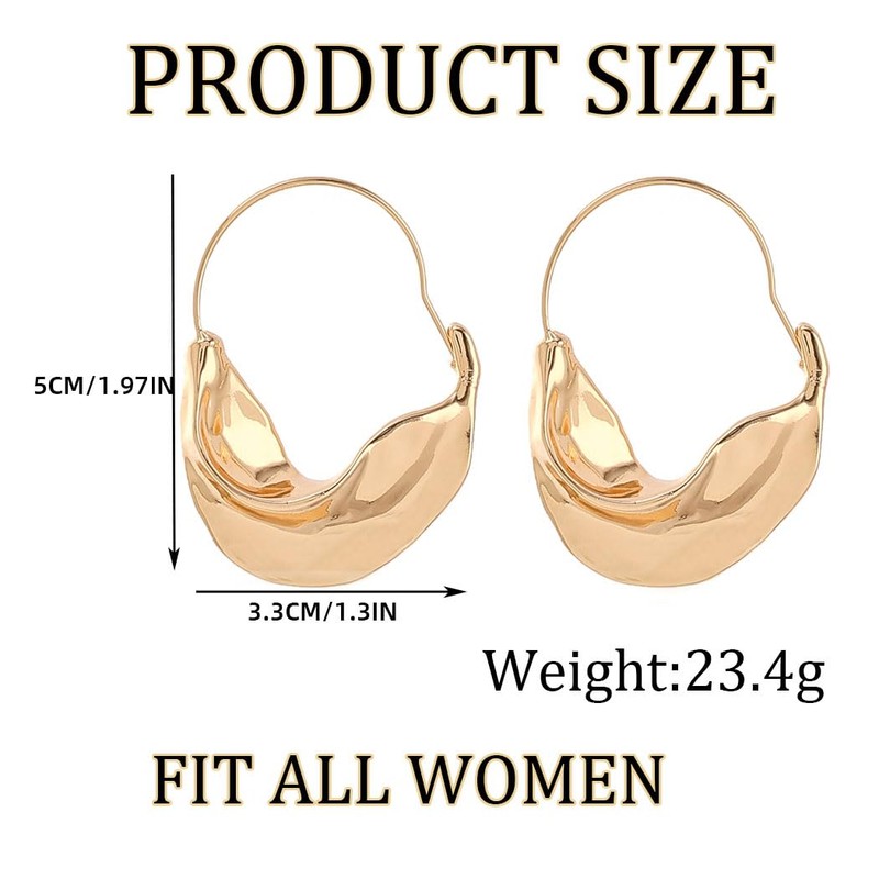 Goresory Gold Chunky Irregular Drop Fulani Statement Earrings for Women