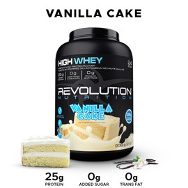 Revolution Nutrition Revolution Nutrition, High Whey, Protein Powder, Whey Isolate, Superior Formula, Gluten Free, Lean Muscle Mass For Men & Women, 25g of Protein Per Scoop, 908 g, 24 Servings (Vanilla Cake, 2 Pound)