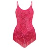 Sequin Fringe Bodysuit for Women Sparkly Leotard Tassel Latin Jazz