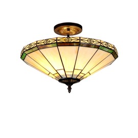 Chloe Lighting CH31315MI16-UF2 Belle Tiffany Style Mission 2-Light Semi Flush Ceiling Fixture with Shade, 11.2 x 15.9 x 15.9", Bronze