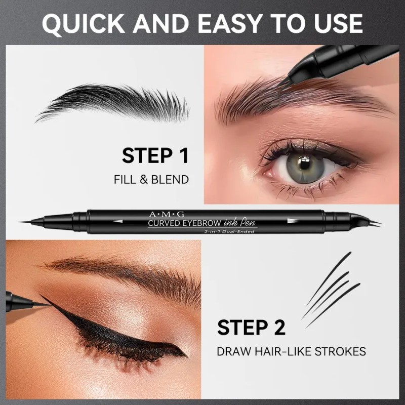 Delineador De Ojos & Lapiz Para Cejas 2in1-36h Con 2